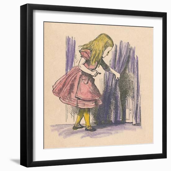 'Alice looking at a small door behind a curtain', 1889-John Tenniel-Framed Giclee Print