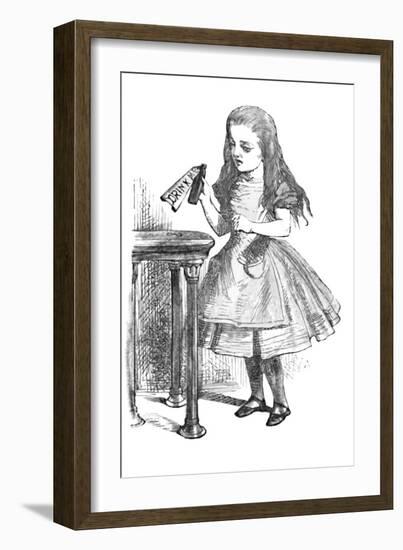 'Alice looking at the bottle with the sign 'drink me''', 1889-John Tenniel-Framed Giclee Print