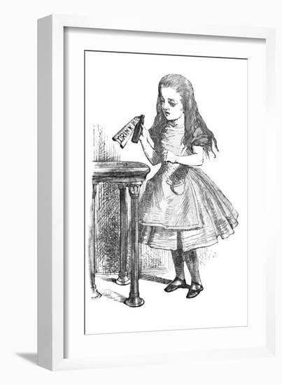 'Alice looking at the bottle with the sign 'drink me''', 1889-John Tenniel-Framed Giclee Print