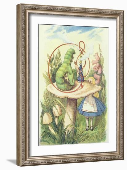 Alice Meets the Caterpillar, Illustration from Alice in Wonderland by Lewis Carroll-John Tenniel-Framed Giclee Print