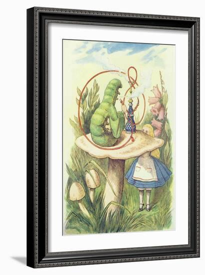 Alice Meets the Caterpillar, Illustration from Alice in Wonderland by Lewis Carroll-John Tenniel-Framed Giclee Print