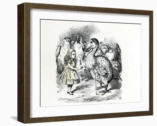 Alice Meets the Dodo, Illustration from Alice's Adventures in Wonderland, by Lewis Carroll, 1865-John Tenniel-Framed Giclee Print