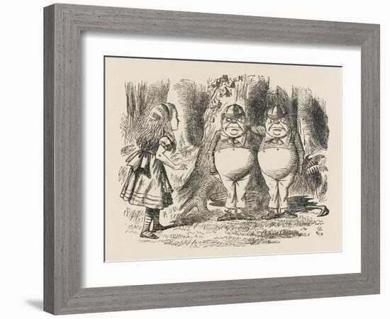 Alice Meets Tweedledum and Tweedledee-John Tenniel-Framed Art Print