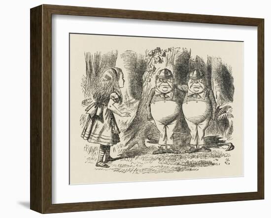 Alice Meets Tweedledum and Tweedledee-John Tenniel-Framed Art Print