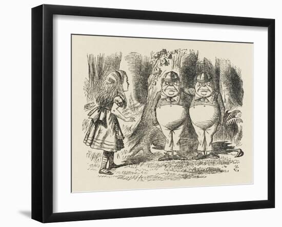 Alice Meets Tweedledum and Tweedledee-John Tenniel-Framed Art Print