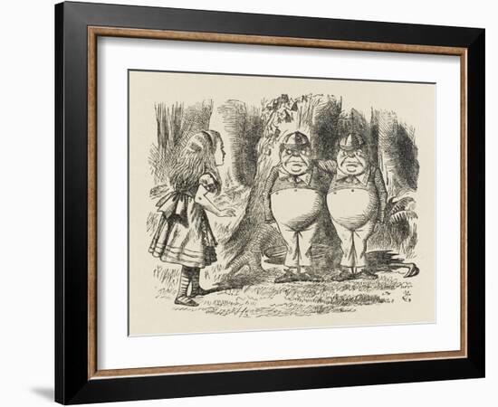 Alice Meets Tweedledum and Tweedledee-John Tenniel-Framed Art Print