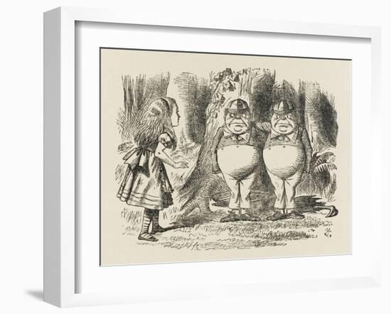 Alice Meets Tweedledum and Tweedledee-John Tenniel-Framed Art Print