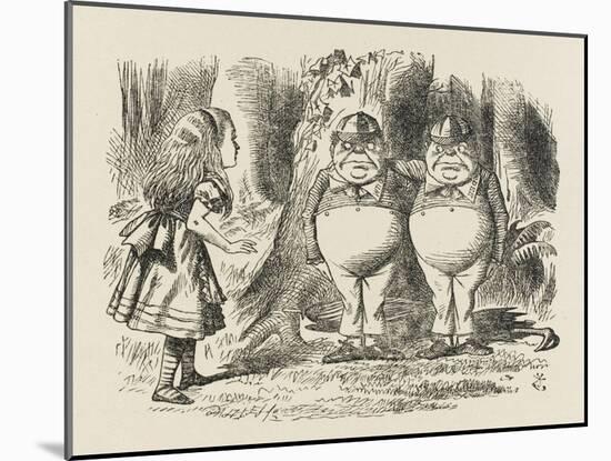 Alice Meets Tweedledum and Tweedledee-John Tenniel-Mounted Art Print