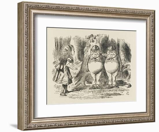 Alice Meets Tweedledum and Tweedledee-John Tenniel-Framed Art Print