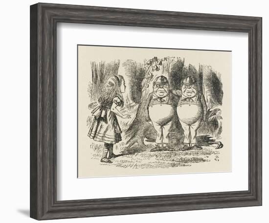 Alice Meets Tweedledum and Tweedledee-John Tenniel-Framed Art Print