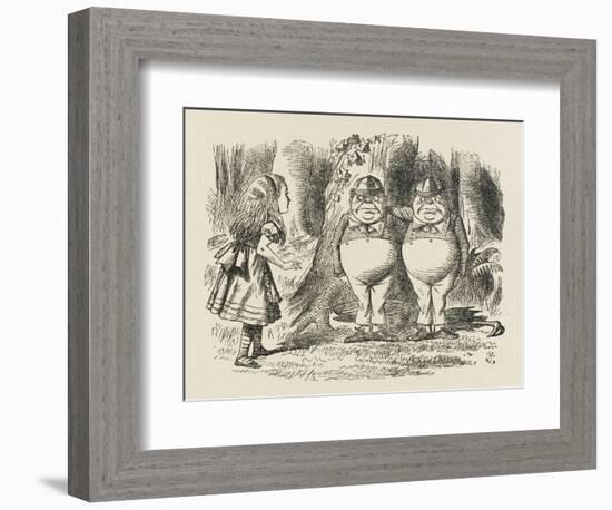 Alice Meets Tweedledum and Tweedledee-John Tenniel-Framed Art Print