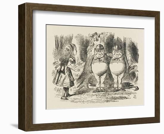 Alice Meets Tweedledum and Tweedledee-John Tenniel-Framed Art Print