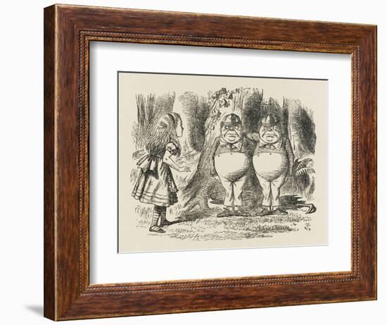 Alice Meets Tweedledum and Tweedledee-John Tenniel-Framed Art Print