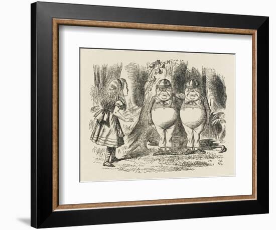 Alice Meets Tweedledum and Tweedledee-John Tenniel-Framed Art Print