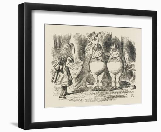 Alice Meets Tweedledum and Tweedledee-John Tenniel-Framed Art Print