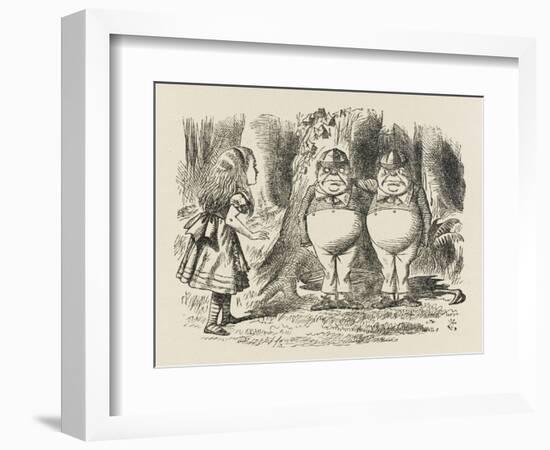 Alice Meets Tweedledum and Tweedledee-John Tenniel-Framed Art Print