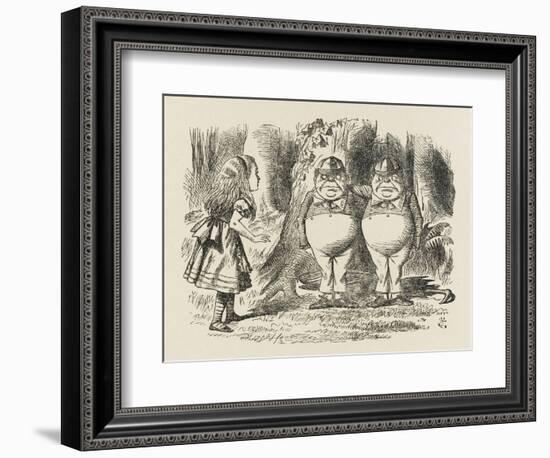 Alice Meets Tweedledum and Tweedledee-John Tenniel-Framed Art Print