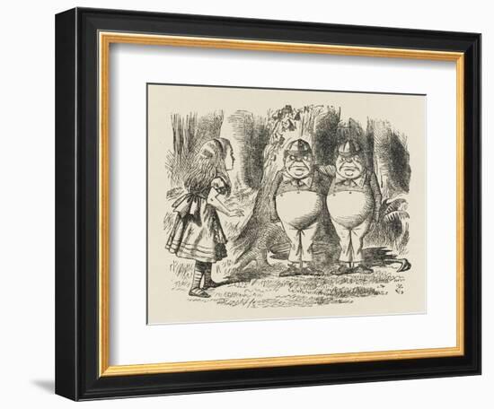 Alice Meets Tweedledum and Tweedledee-John Tenniel-Framed Art Print