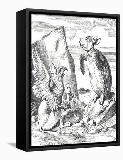 Alice, Mock Turtle and the Gryphon from Alice's Adventures in Wonderland-John Tenniel-Framed Premier Image Canvas