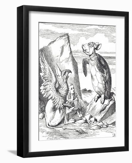 Alice, Mock Turtle and the Gryphon from Alice's Adventures in Wonderland-John Tenniel-Framed Giclee Print