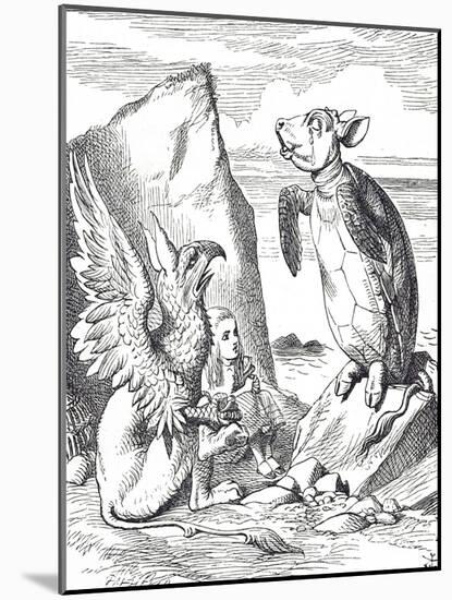 Alice, Mock Turtle and the Gryphon from Alice's Adventures in Wonderland-John Tenniel-Mounted Giclee Print