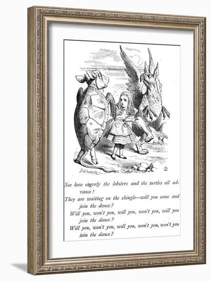 Alice, Mock Turtle and the Gryphon from Alice's Adventures in Wonderland-John Tenniel-Framed Giclee Print