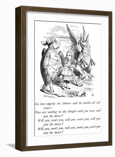 Alice, Mock Turtle and the Gryphon from Alice's Adventures in Wonderland-John Tenniel-Framed Giclee Print