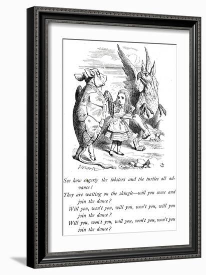 Alice, Mock Turtle and the Gryphon from Alice's Adventures in Wonderland-John Tenniel-Framed Giclee Print