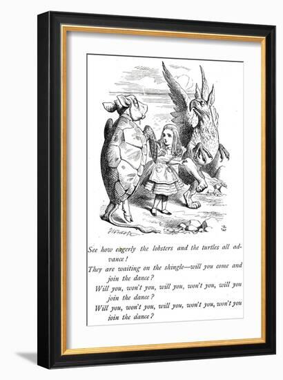 Alice, Mock Turtle and the Gryphon from Alice's Adventures in Wonderland-John Tenniel-Framed Giclee Print