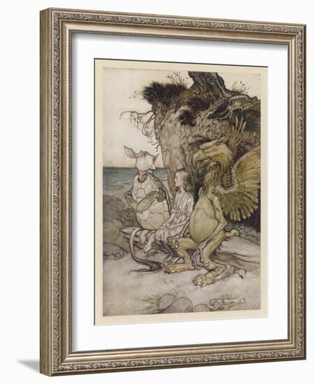 Alice, Mock-Turtle, Grypho-Arthur Rackham-Framed Art Print