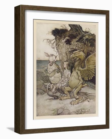 Alice, Mock-Turtle, Grypho-Arthur Rackham-Framed Art Print