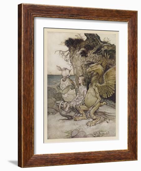 Alice, Mock-Turtle, Grypho-Arthur Rackham-Framed Art Print