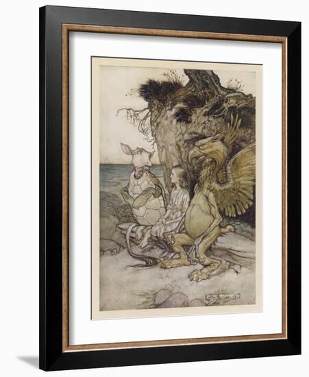 Alice, Mock-Turtle, Grypho-Arthur Rackham-Framed Art Print