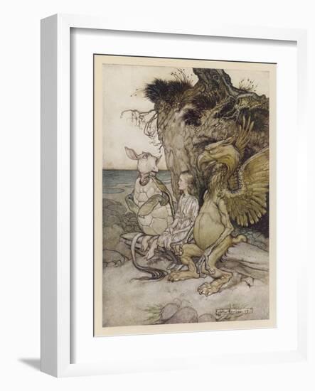 Alice, Mock-Turtle, Grypho-Arthur Rackham-Framed Art Print