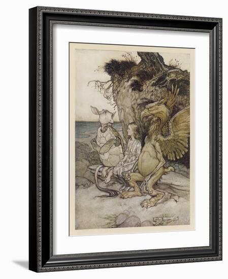 Alice, Mock-Turtle, Grypho-Arthur Rackham-Framed Art Print