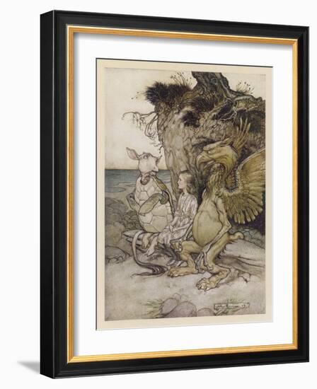 Alice, Mock-Turtle, Grypho-Arthur Rackham-Framed Art Print