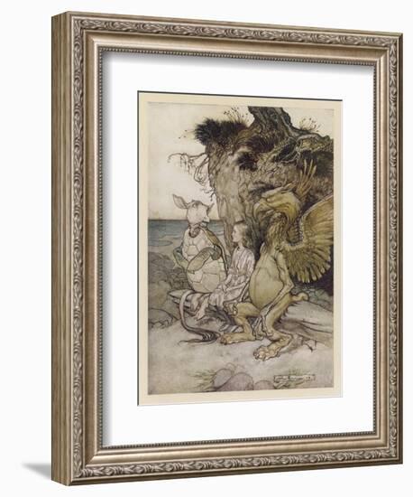 Alice, Mock-Turtle, Grypho-Arthur Rackham-Framed Art Print