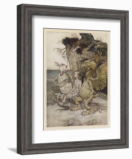 Alice, Mock-Turtle, Grypho-Arthur Rackham-Framed Art Print