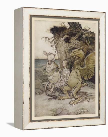 Alice, Mock-Turtle, Grypho-Arthur Rackham-Framed Stretched Canvas