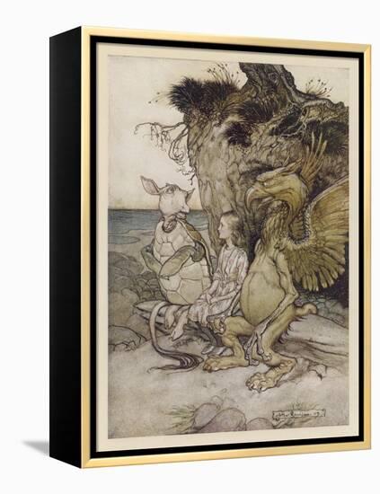 Alice, Mock-Turtle, Grypho-Arthur Rackham-Framed Stretched Canvas