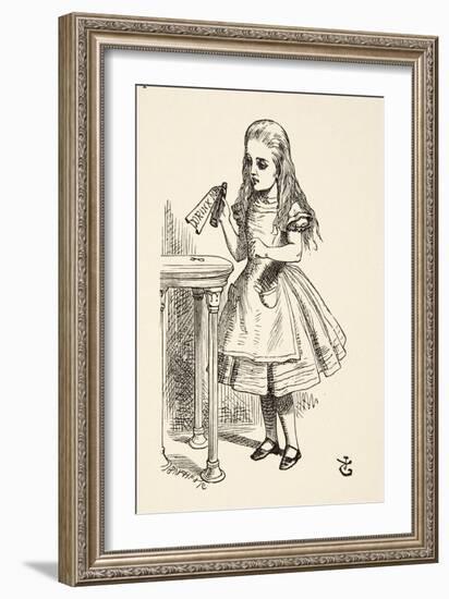 Alice Peering at the 'Drink Me' Bottle, from 'Alice's Adventures in Wonderland' by Lewis Carroll (1-John Tenniel-Framed Giclee Print