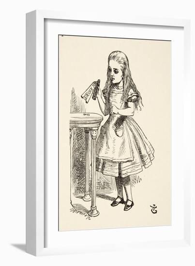 Alice Peering at the 'Drink Me' Bottle, from 'Alice's Adventures in Wonderland' by Lewis Carroll (1-John Tenniel-Framed Giclee Print