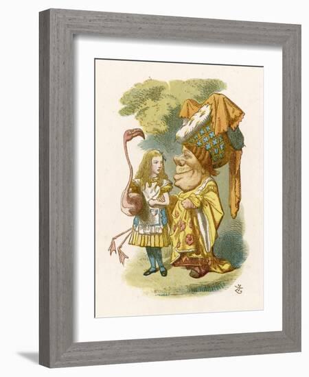 Alice Plays Croquet with the Duchess Using a Flamingo-John Tenniel-Framed Photographic Print