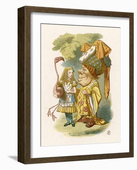 Alice Plays Croquet with the Duchess Using a Flamingo-John Tenniel-Framed Photographic Print