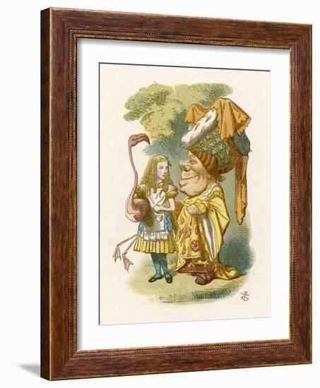 Alice Plays Croquet with the Duchess Using a Flamingo-John Tenniel-Framed Photographic Print