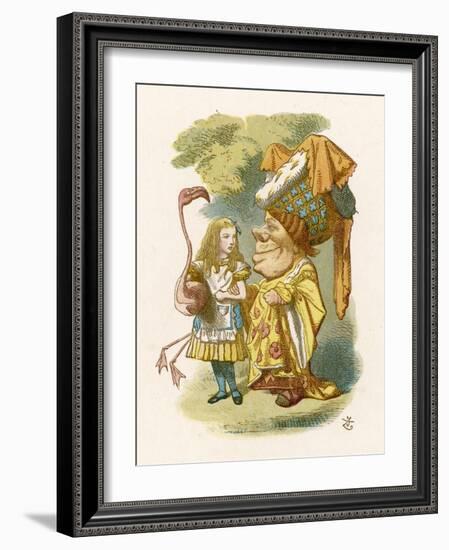 Alice Plays Croquet with the Duchess Using a Flamingo-John Tenniel-Framed Photographic Print