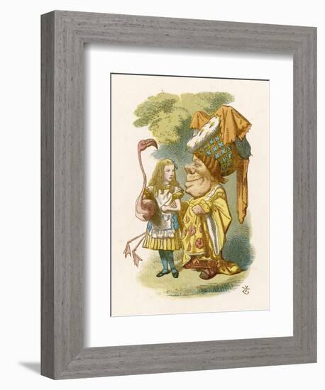 Alice Plays Croquet with the Duchess Using a Flamingo-John Tenniel-Framed Photographic Print