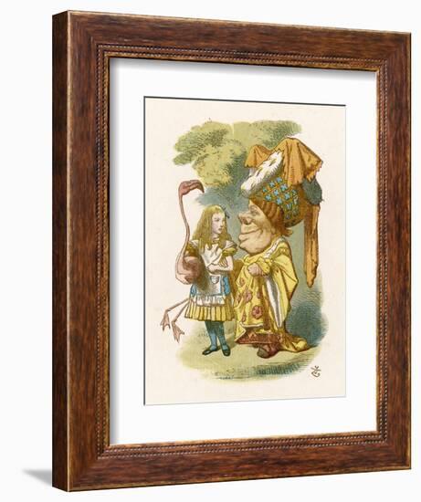 Alice Plays Croquet with the Duchess Using a Flamingo-John Tenniel-Framed Photographic Print