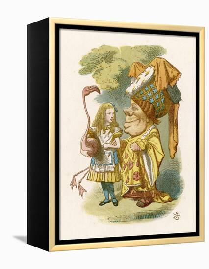 Alice Plays Croquet with the Duchess Using a Flamingo-John Tenniel-Framed Premier Image Canvas