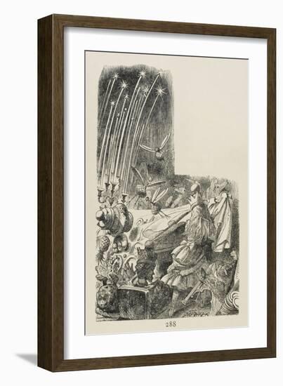 Alice Pulls Away the Tablecloth-John Tenniel-Framed Art Print